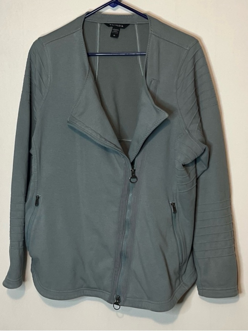 Athleta Size 2X Woman’s Full Zip Fleece Lined Moto Jacket  Ribbed Zipped Skeeves